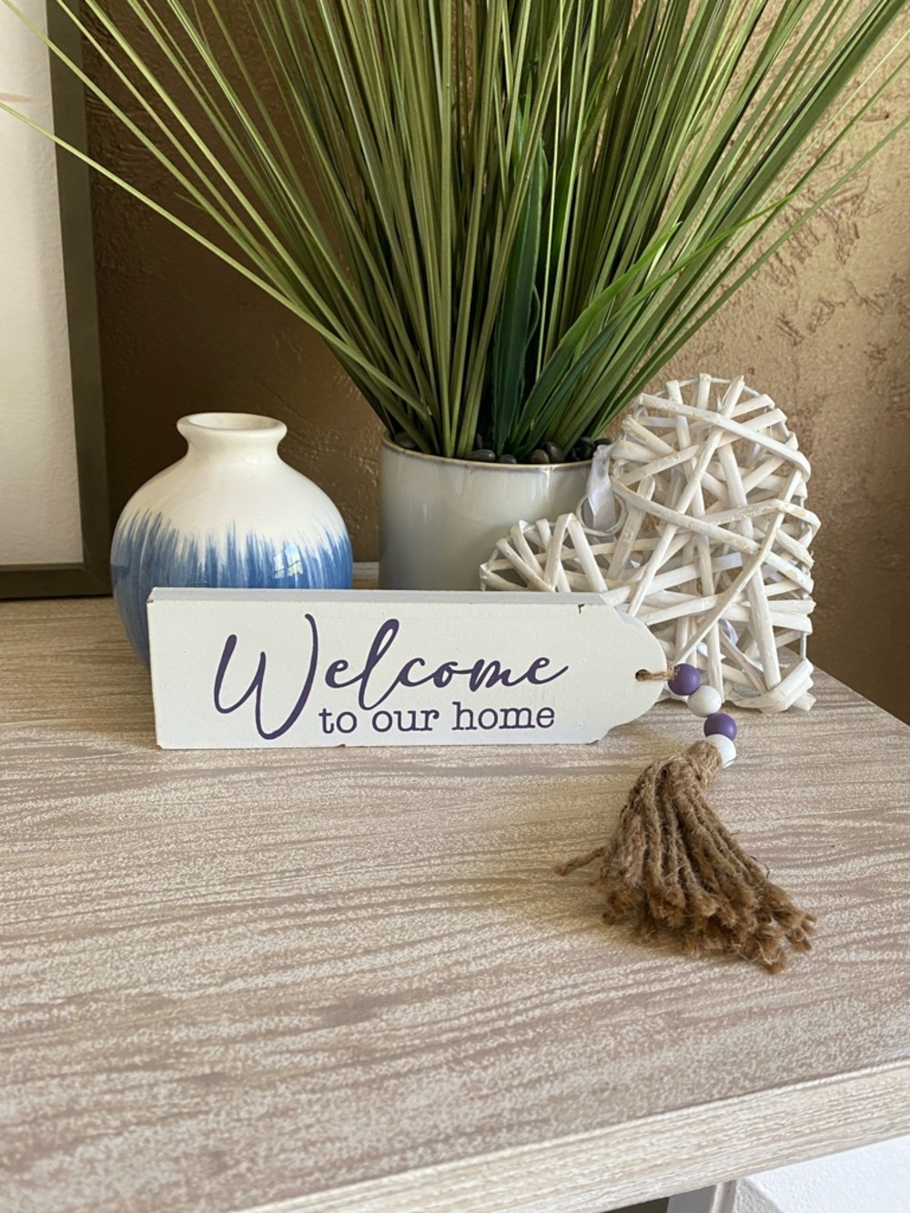 Home decor Bundle of 3 - vase, welcome sign, wooden heart